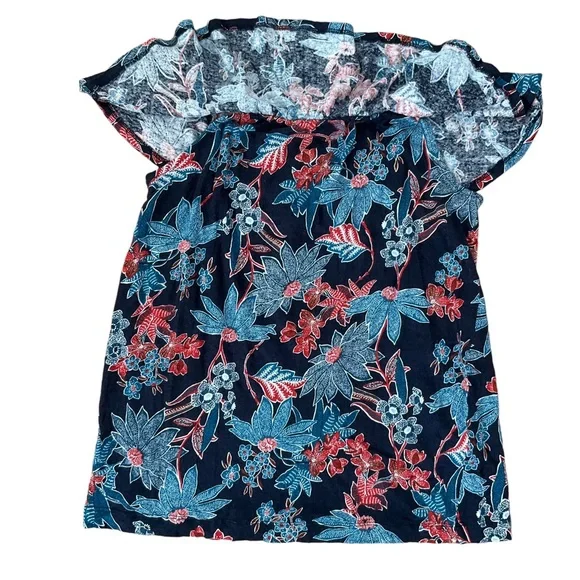 J Jill Sarasa Wide Leg Crop Pant + Ruffle Linen Top Tropical Print Co-or… - Picture 12 of 16